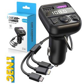 Transmetteur Bluetooth pour voiture, Voiture MP3 Radio AUX CS10 == جهاز إرسال بلوتوث للسيارة، راديو MP3