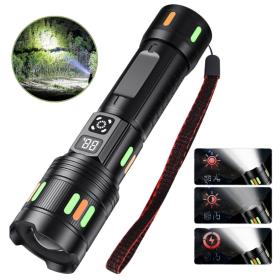 Lampe de Poche LED à Zoom Télescopique avec Bandes Fluorescentes - مصباح يدوي مع زووم تلسكوبي