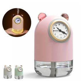 humidificateur avec horloge et Spray pour bureau 7 Couleur led 300 ML == مرطب مع ساعة ورذاذ للمكتب 7 ألوان LED