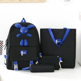 Ensemble de sacs d’école Kawai pour adolescents 4Pcs Lapin X Noir – محفظة 4 قطع كاواي أسود
