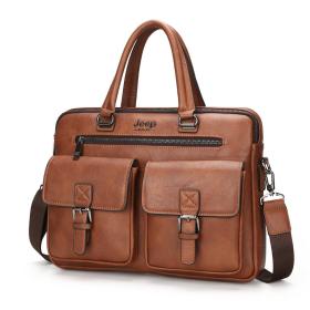 Cartable Homme en Simili Cuir Design Élégant Jeep Marron – حقيبة جلدية لون بني