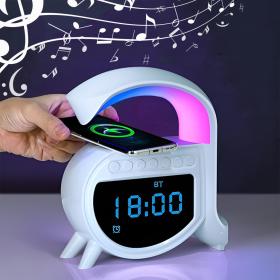 Réveil et Haut-parleur Bluetooth RGB intelligente type Big G Wireless Charger V5 == ساعة منبه بلوتوث ذكية RGB ومكبر صوت من نوع Big G شاحن لاسلكي