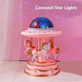 Carrousel Music Box avec projecteur ciel étoilé == صندوق الموسيقى الدائري مع جهاز عرض السماء المرصعة بالنجوم