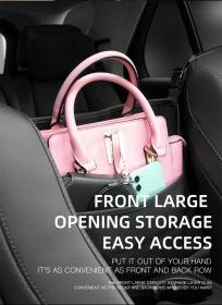 Sac de rangement en cuir pour siège de voiture, cintre central, sac à main automatique,  == الجلود مقعد السيارة حقيبة التخزين مركز شماعات حامل حقيبة يد السيارات بين مقاعد النسيج كأس الماء جيوب ترتيب التقييم