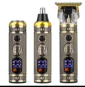 Ensemble  de rasoir électrique pour hommes, tondeuse pour barbe et nez, chargeur USB, avec écran LCD==مجموعة ماكينة حلاقة كهربائية للرجال، ماكينة تشذيب اللحية والأنف، شحن USB، شاشة LCD