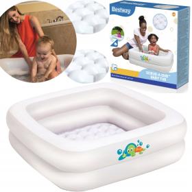 Baignoire Gonflable Carrée à Double Anneau Pour Bébé 86 x 86 x 25 cm Bestway 51116==حوض استحمام مربع قابل للنفخ بحلقة مزدوجة للطفل 86×86×25 سم بيست واي 51116