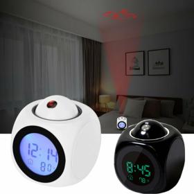 Horloge numérique de Projection LCD à LED, alarme vocale, fonction Snooze, thermomètre==LED LCD الإسقاط ساعة رقمية إنذار صوتي وظيفة الغفوة ميزان الحرارة