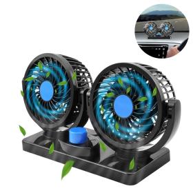 Double Ventilateur électrique pour voiture 2 vitesses rotatif à 360 degrés==مروحة سيارة كهربائية مزدوجة 2 سرعات تدور 360 درجة