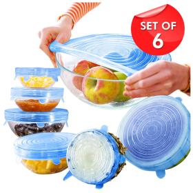 6 couvercles en silicone, extensibles, réutilisables, hermétiques, pour conservation des aliments, pour micro-ondes, pour la cuisine==6 أغطية من السيليكون، قابلة للتمدد، قابلة لإعادة الاستخدام، محكمة الغلق، لتخزين الطعام، الميكروويف، أغطية المطبخ