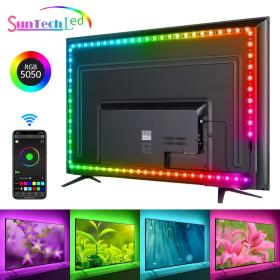 Smart LED Strip Lights TV rétro-éclairage 5M RGB contrôle APP Android/iOS synchronisation avec la musique == شريط إضاءة LED ذكي بإضاءة خلفية للتلفاز 5M RGB APP التحكم في Android/iOS مزامنة مع الموسيقى