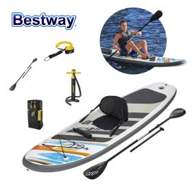 Hydro-Force White Cap Paddle gonflable Avec Pompe À Main Et Sac À Dos Bestway-65342==لوح مجداف قابل للنفخ ذو غطاء أبيض Hydro-Force مع مضخة يدوية وحقيبة ظهر Bestway-65342