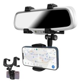 Support smartphone réglable pour rétroviseur de voiture 360 degrés==حامل هاتف ذكي قابل للتعديل لمرآة الرؤية الخلفية للسيارة 360 درجة