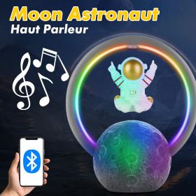 Haut-parleur Bluetooth et Lampe d’astronaute en lévitation magnétique avec lampe flottante en forme de lune rotative